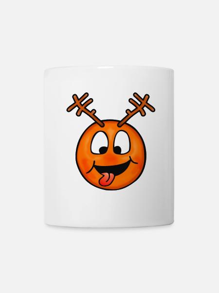 Lustiges verrücktes Hirsch Emoticon - Tasse - Weiß