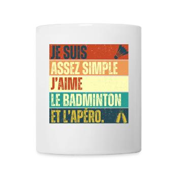 J' aime le badminton et l' apéro cadeau vintage - Mug blanc - blanc - Devant