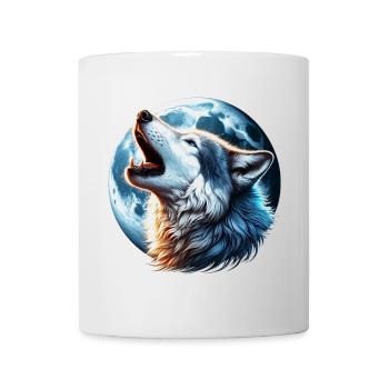 Wolf heult den Vollmond an - Tasse - Weiß - Vorne