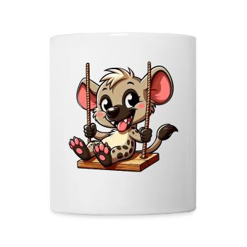 mignonne hyène se balançant terrain de jeu dessin animé - Mug blanc - blanc - Devant