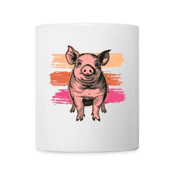 Mignon petit cochon vintage - Mug blanc - blanc - Devant