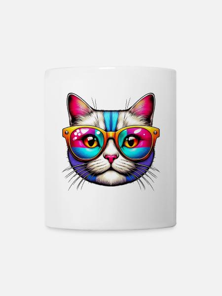 Kater mit Sonnenbrille - Tasse - Weiß