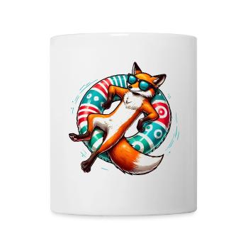 Ein relaxter Fuchs auf einem Schwimmreifen - Tasse - Weiß - Vorne