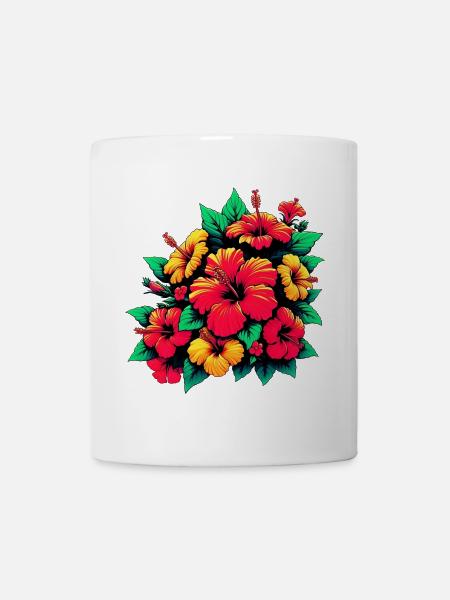 Hibiskusblüten - Tasse - Weiß