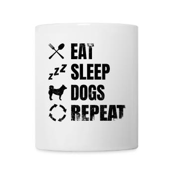 Essen Schlafen Hunde Wiederholen - Tasse - Weiß - Vorne