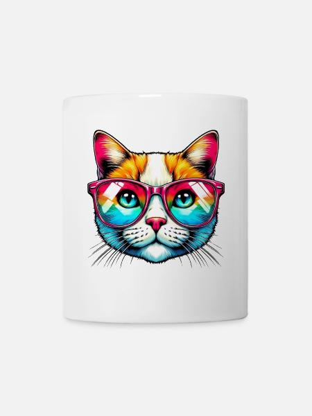 Kater mit Sonnenbrille - Tasse - Weiß