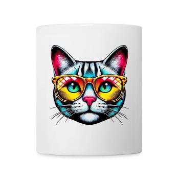Kater mit Sonnenbrille - Tasse - Weiß - Vorne