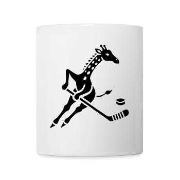 Giraffe Ice Hockey Player Silhouette Minimalist - Mug - white - Front