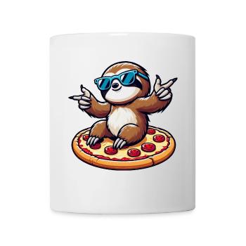 Cooles Faultier tanzt mit Pizza für Pizzaliebhaber - Tasse - Weiß - Vorne