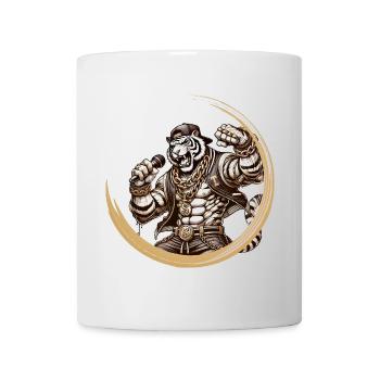 A muscular tiger as a rapper, energy and style - Mug - white - Front
