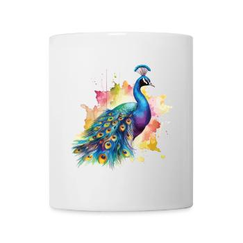 Paon Paon Plume Exotique Coloré Coloré Art - Mug blanc - blanc - Devant