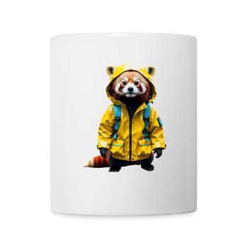 Funny Red Panda with Rain Jacket - Mug - white - Front