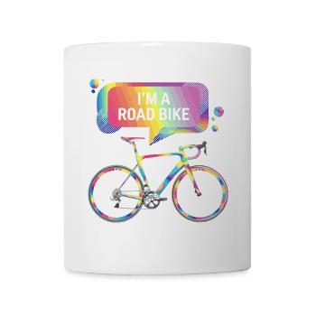 Vibrant Rainbow Road Bike Design - Mug - white - Front
