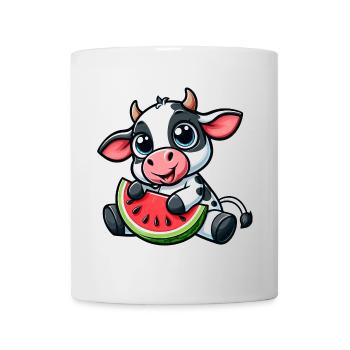 Cute Cartoon Cow Watermelon Summer Fruity - Mug - white - Front