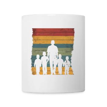 Vatertag Vater mit vier Söhnen retro vintage - Tasse - Weiß - Vorne