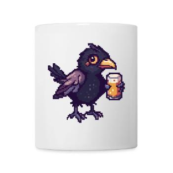 Rabe Krähe Bier Pixel - Tasse - Weiß - Vorne