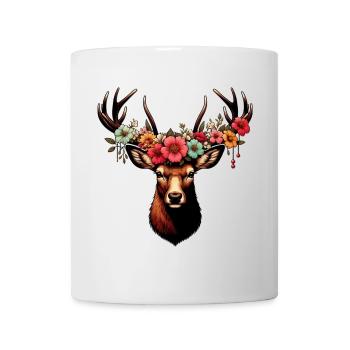 Cerf avec des fleurs - Mug blanc - blanc - Devant