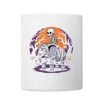 Skeleton riding an elephant on Halloween - Mug - white - Front
