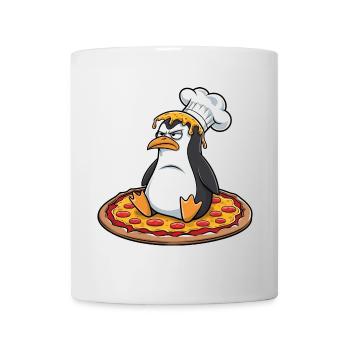mignon pingouin chef pizza dessin animé maladroit - Mug blanc - blanc - Devant