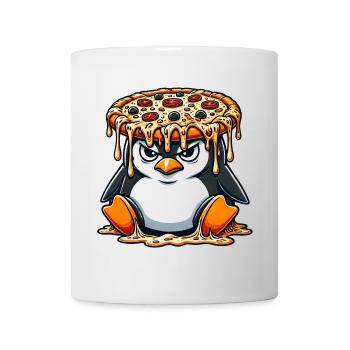 mignon pingouin chef dessin animé pizza maladroite - Mug blanc - blanc - Devant