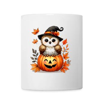 Halloween owl in pumpkin: autumnal scary fun - Mug - white - Front