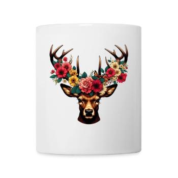 Cerf avec des fleurs - Mug blanc - blanc - Devant