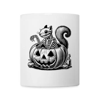Motif d’écureuil squelette dans une citrouille - Mug blanc - blanc - Devant
