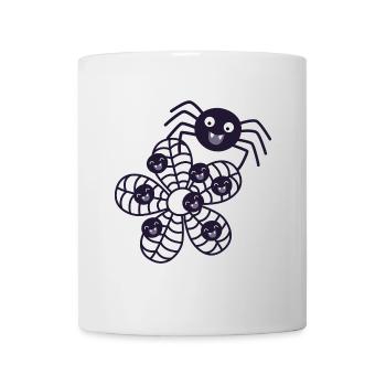 Spinne mit Spinnennetz mit Babyspinnen - Tasse - Weiß - Vorne