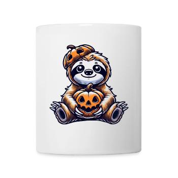 Mignon fantaisiste Halloween paresseux citrouille dessin animé - Mug blanc - blanc - Devant