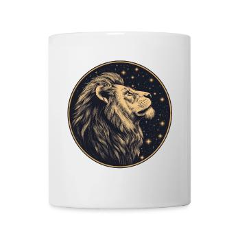 Löwe mit Sternenhimmel - Tasse - Weiß - Vorne