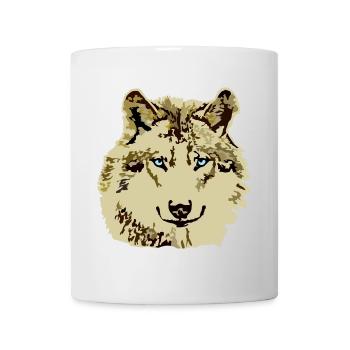 Yeux bleus brun loup - Mug blanc - blanc - Devant