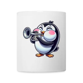 mignon pingouin trompette instrument à vent dessin animé - Mug blanc - blanc - Devant