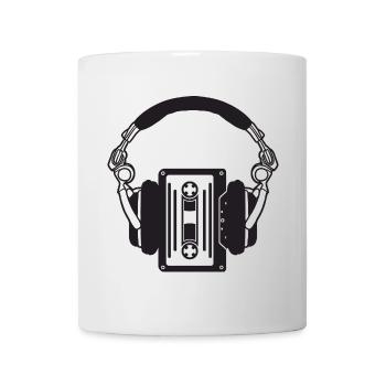 Retro headphones with boho cassettes - Mug - white - Front
