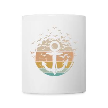 Anker retro Kapitän Boot Schiff vintage Symbol - Tasse - Weiß - Vorne