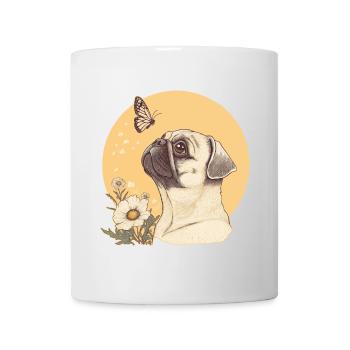 Carlin avec papillon - Mug blanc - blanc - Devant