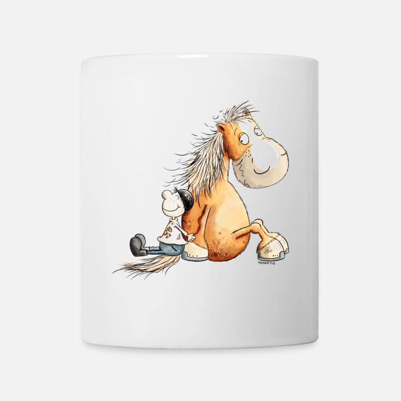 Drolliges Pferd Mit Reiter Pferdemotiv Für Reiter - Tasse - Weiß
