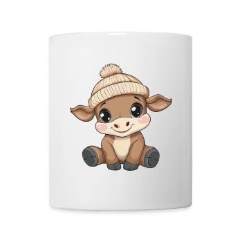 Stier Süß Niedlich Baby Kinder Tier Cartoon - Tasse - Weiß - Vorne