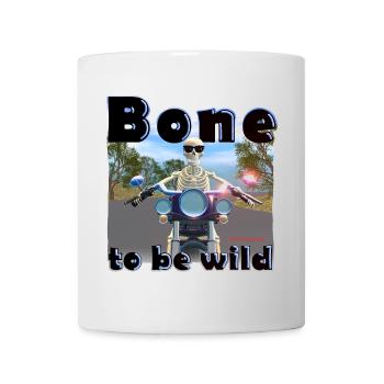 Skelett am Motorrad - Bone to be wild - Tasse - Weiß - Vorne