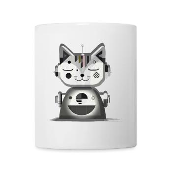 Chat robot géométrique - Illustration créative - Mug blanc - blanc - Devant