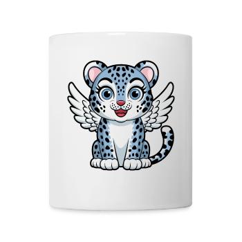Blaue Tigerkatze mit Engelsflügeln Traumhaft - Tasse - Weiß - Vorne