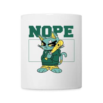 Angry Cat mit Baseballschläger - NOPE! - Tasse - Weiß - Vorne