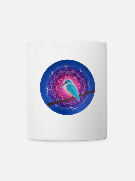 Mystical Kingfisher with Mandala - Mug - white