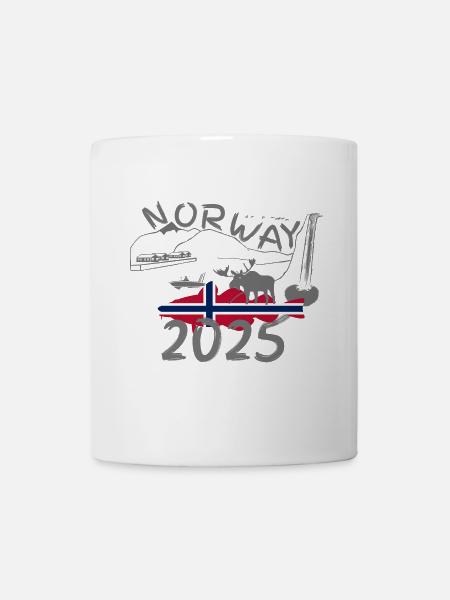 Norvège 2025 Morue avec montagnes et pêche à l’orignal - Mug blanc - blanc