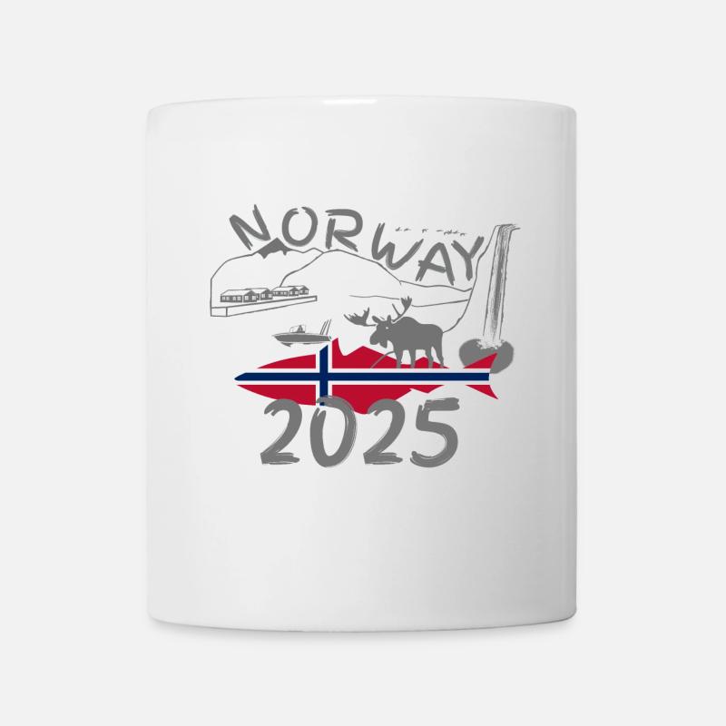 Norvège 2025 Goberge avec montagnes et pêche à l’orignal - Mug blanc - blanc