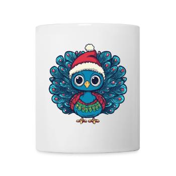 Bande dessinée de Noël Peacock Bird - Mug blanc - blanc - Devant