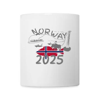 Norwegen 2025 Rotbarsch mit Bergen und Elch Angeln - Tasse - Weiß - Vorne