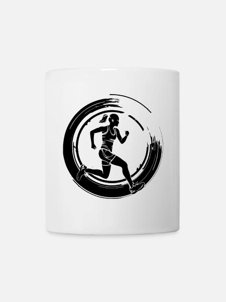 Running Marathon Femme Silhouette - Mug blanc - blanc