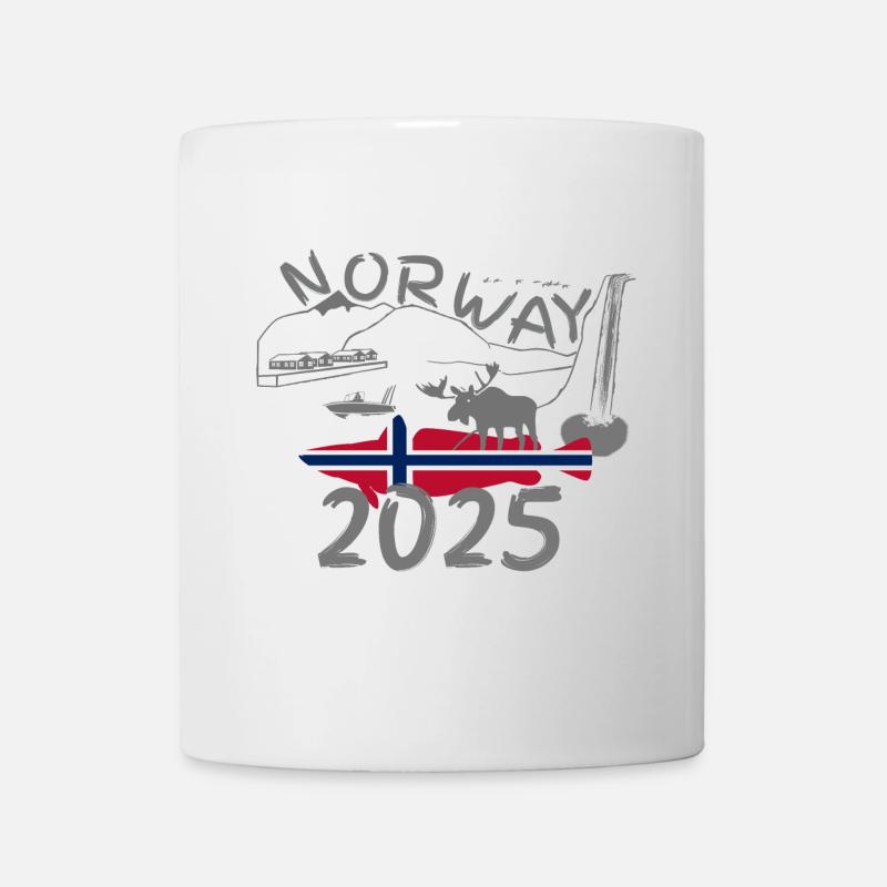 Norvège 2025 merlu avec montagnes et pêche à l’orignal - Mug blanc - blanc