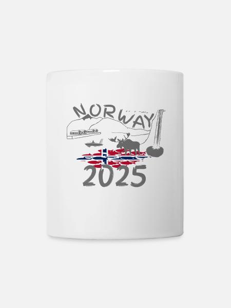Norwegen 2025 Hering mit Bergen und Elch Angeln - Tasse - Weiß