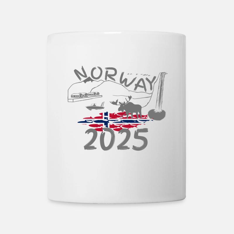 Norwegen 2025 Hering mit Bergen und Elch Angeln - Tasse - Weiß